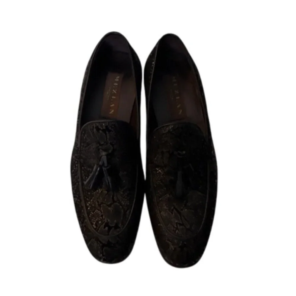 Mens Mezlan Black Embossed Leather Tassel Loafers Slip-On Dress Shoes Size 7M El